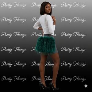 Fluffy Fuzzy Faux Fur Pearl Strap Shoulder Bag GREEN